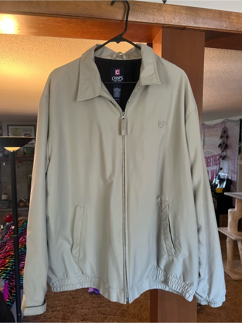 Chaps Men's Light Khaki Zip-Front Bomber Jacket